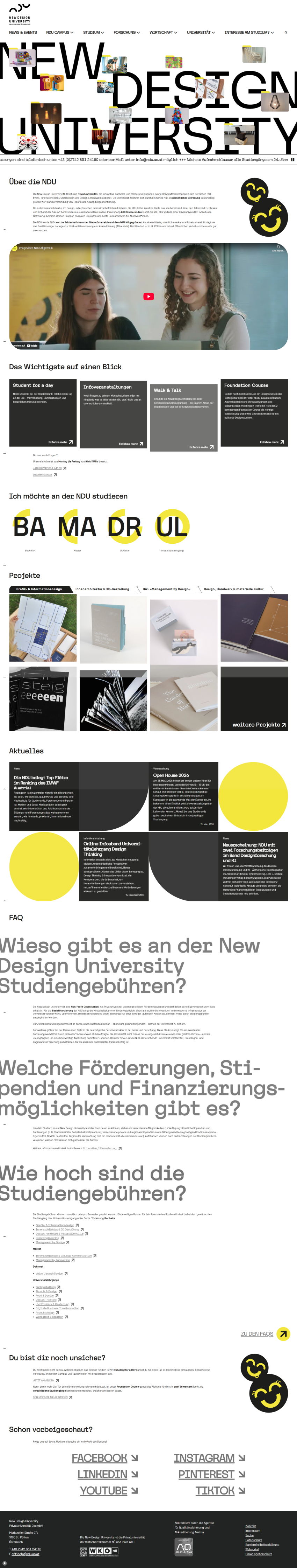 Screenshot der Desktopansicht einer Website