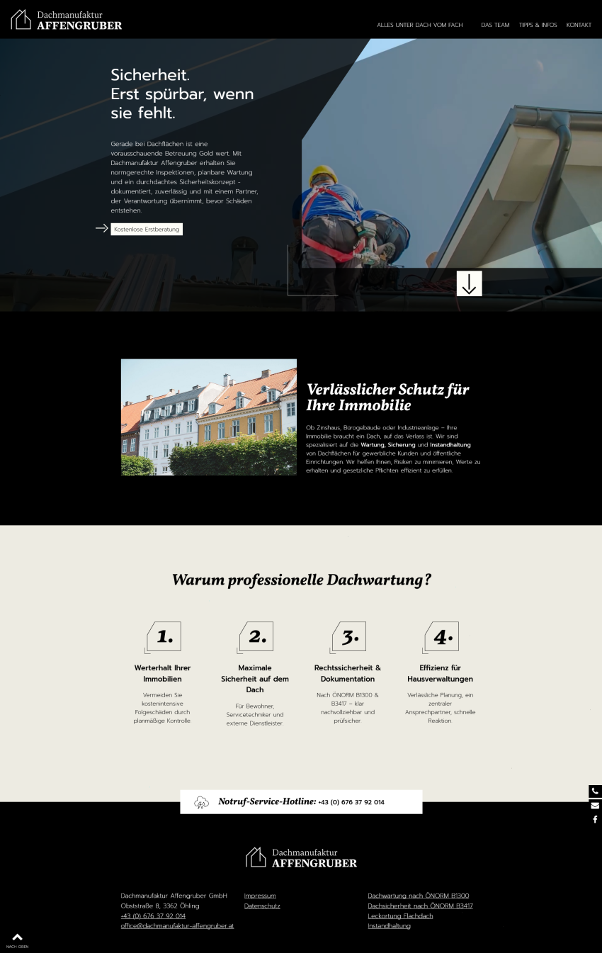Screenshot der Desktopansicht einer Website