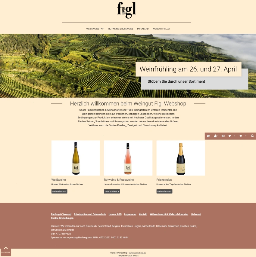 Screenshot der Desktopansicht einer Website