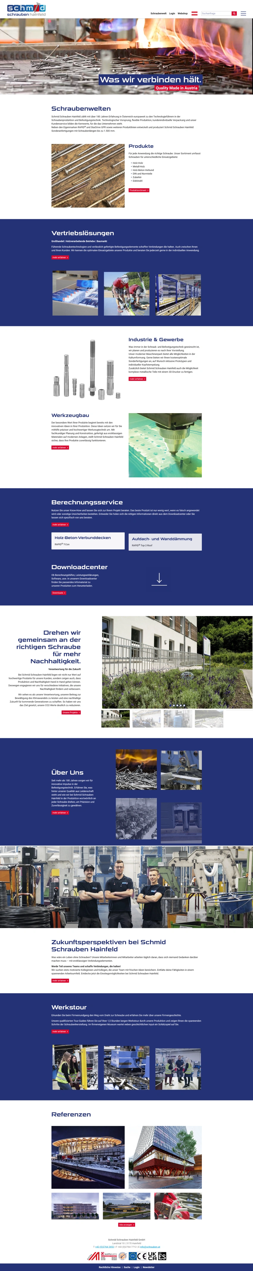 Screenshot der Desktopansicht einer Website