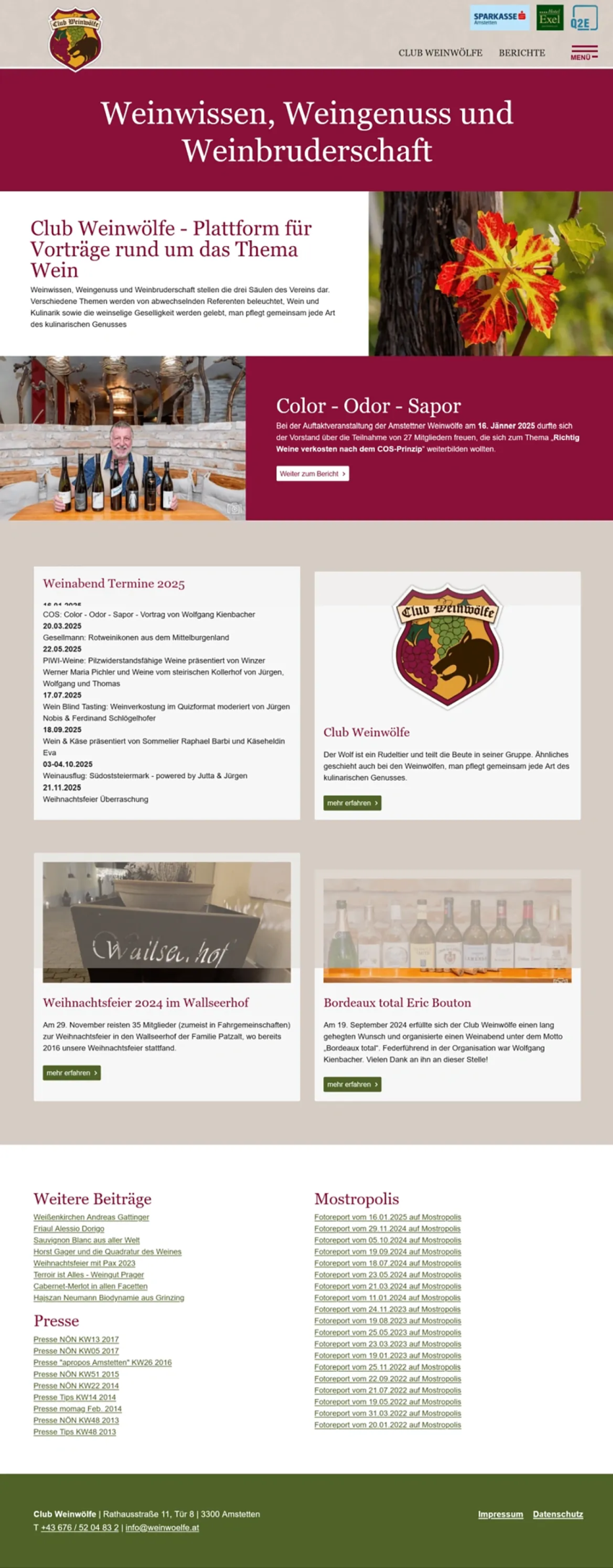 Screenshot der Desktopansicht einer Website