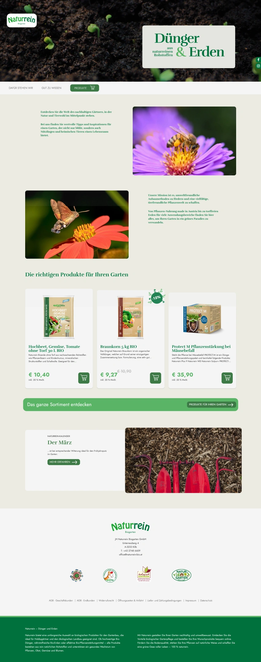 Screenshot der Desktopansicht einer Website