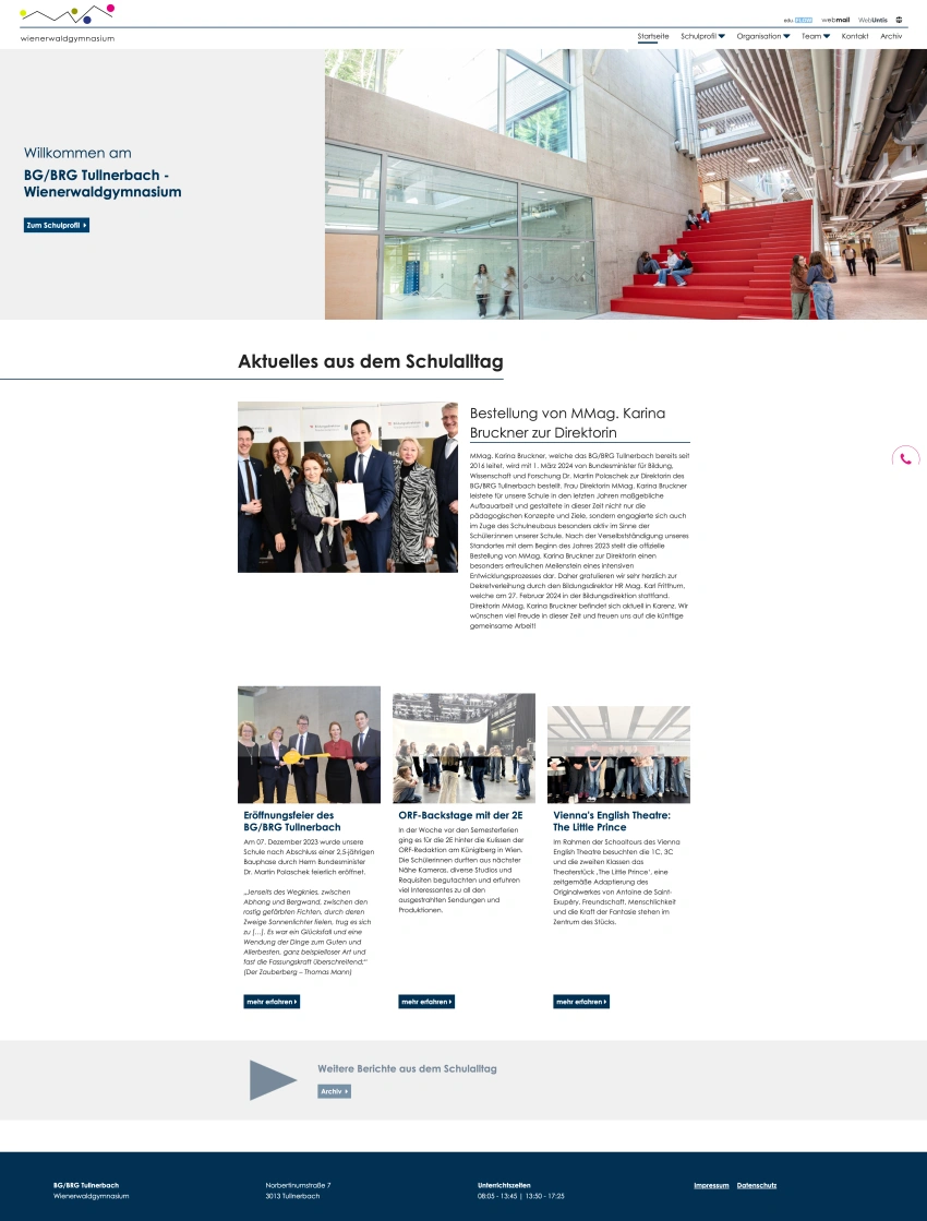 Screenshot der Desktopansicht einer Website