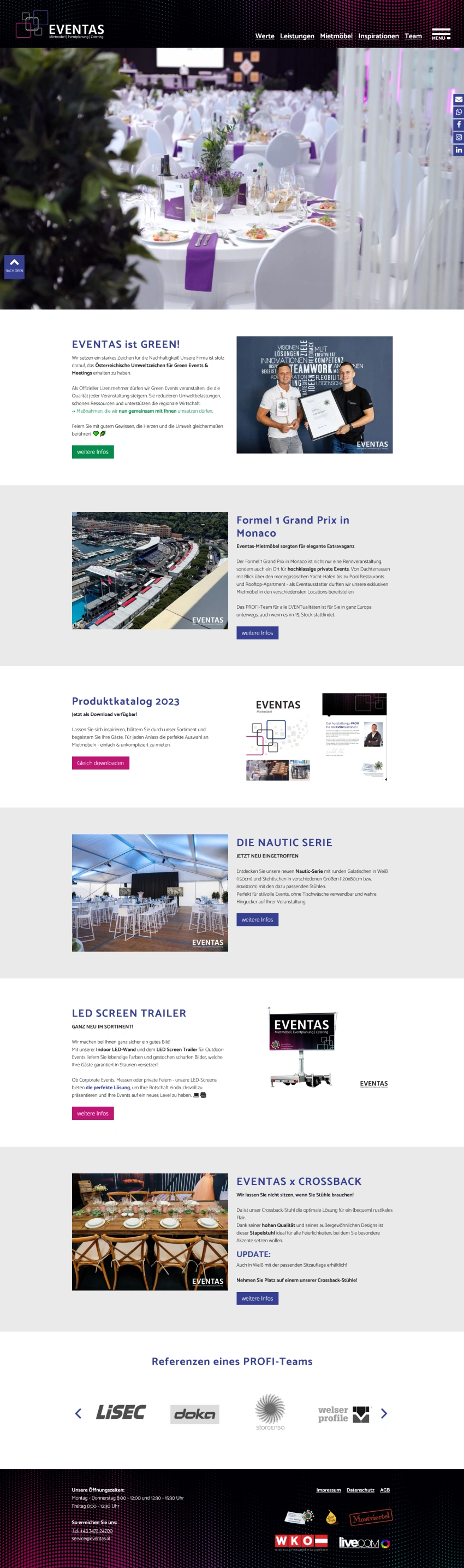 Screenshot der Desktopansicht einer Website