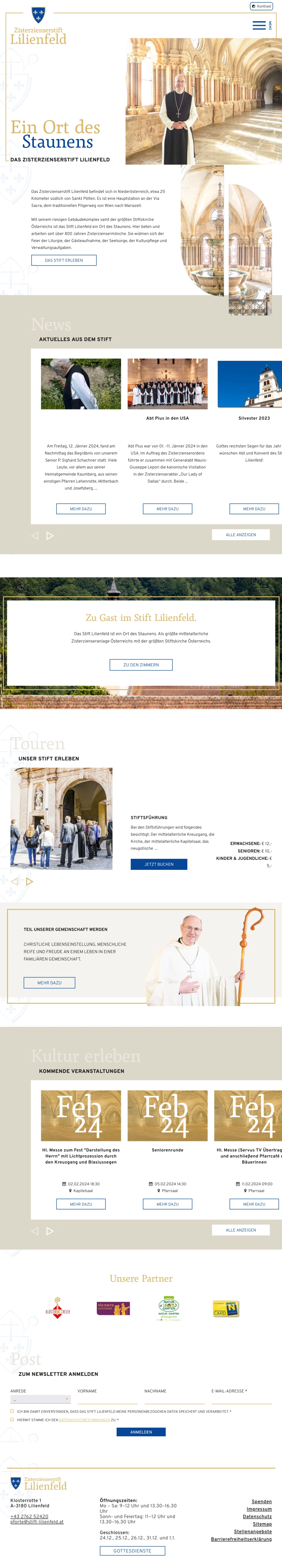 Screenshot der Desktopansicht einer Website
