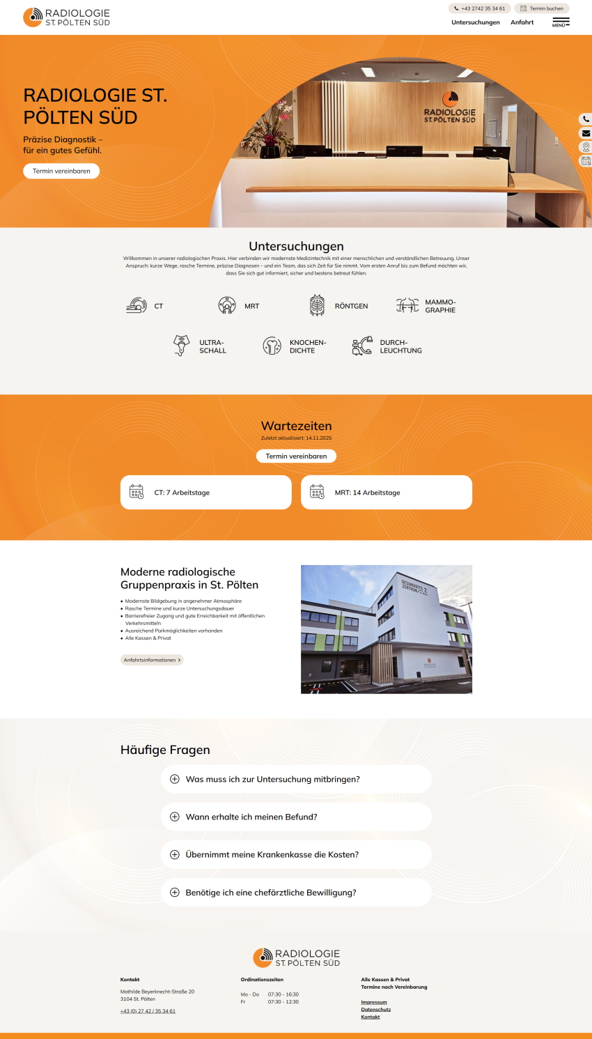 Screenshot der Desktopansicht einer Website