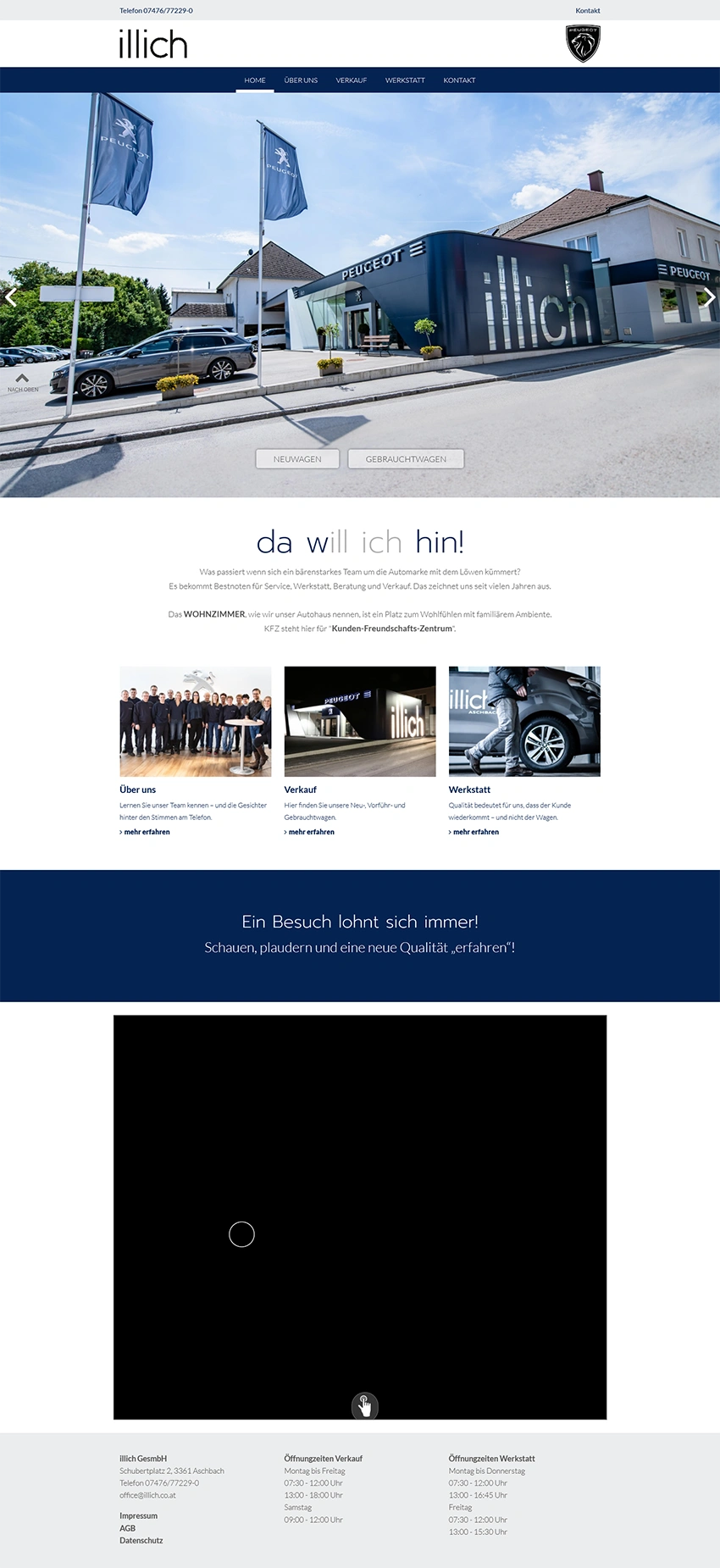 Desktopansicht der Website