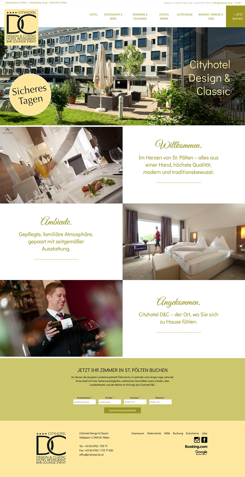 Screenshot der Desktopansicht der Website