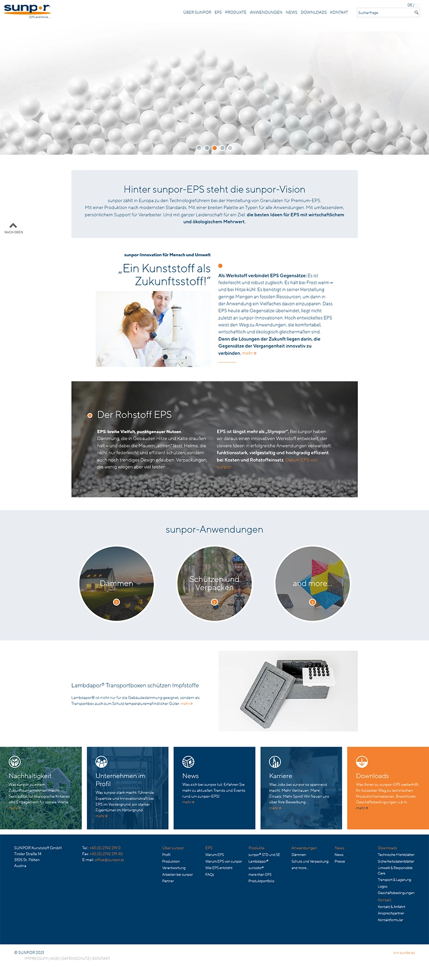 Desktop-Ansicht der Website