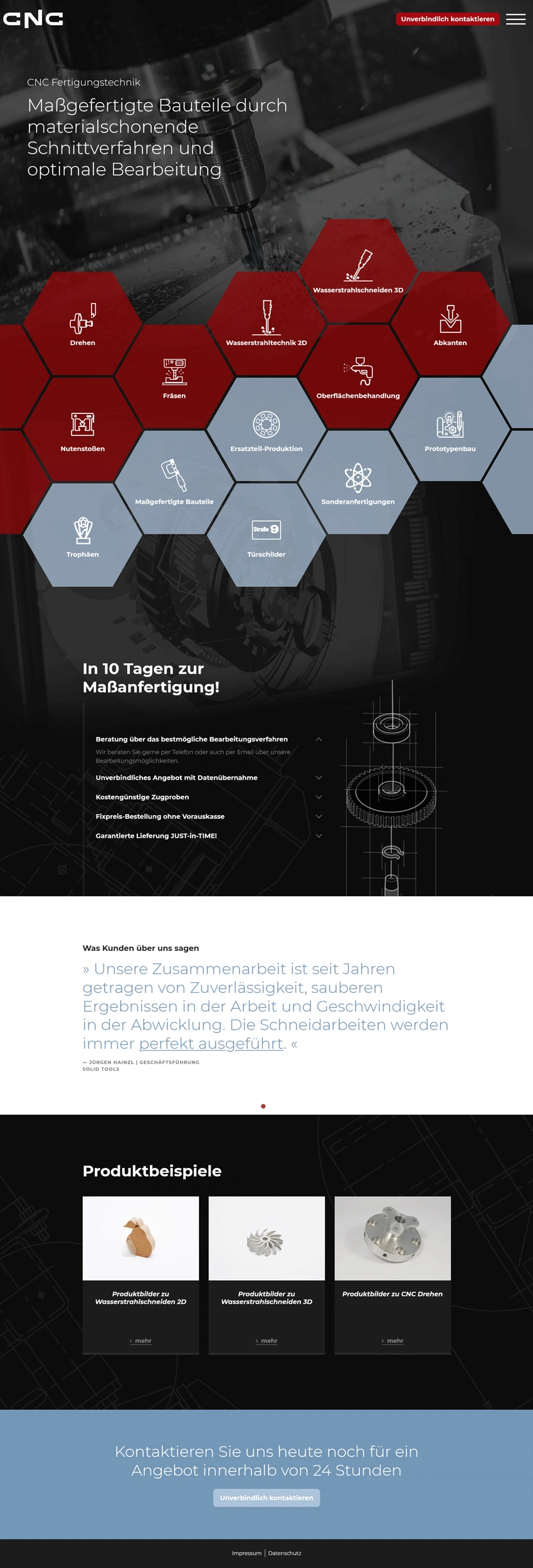 Desktop-Ansicht der Website