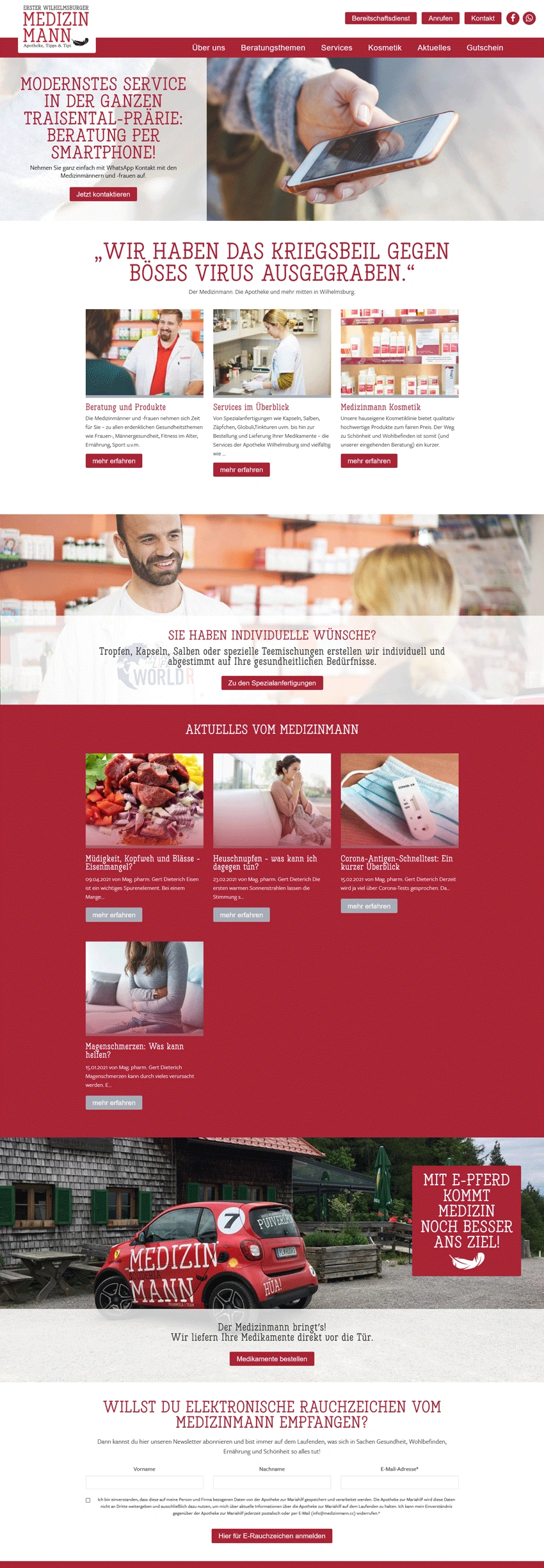 Desktop-Ansicht der Website