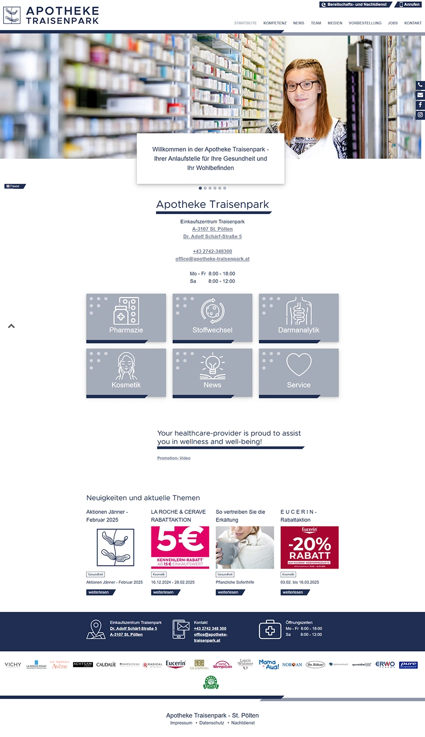Desktop-Ansicht der Website