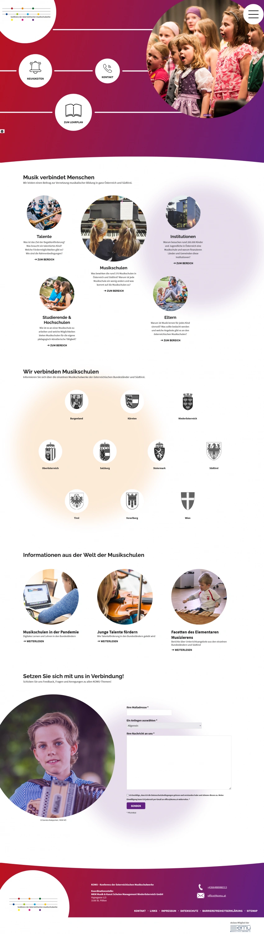 Desktop-Ansicht der Website