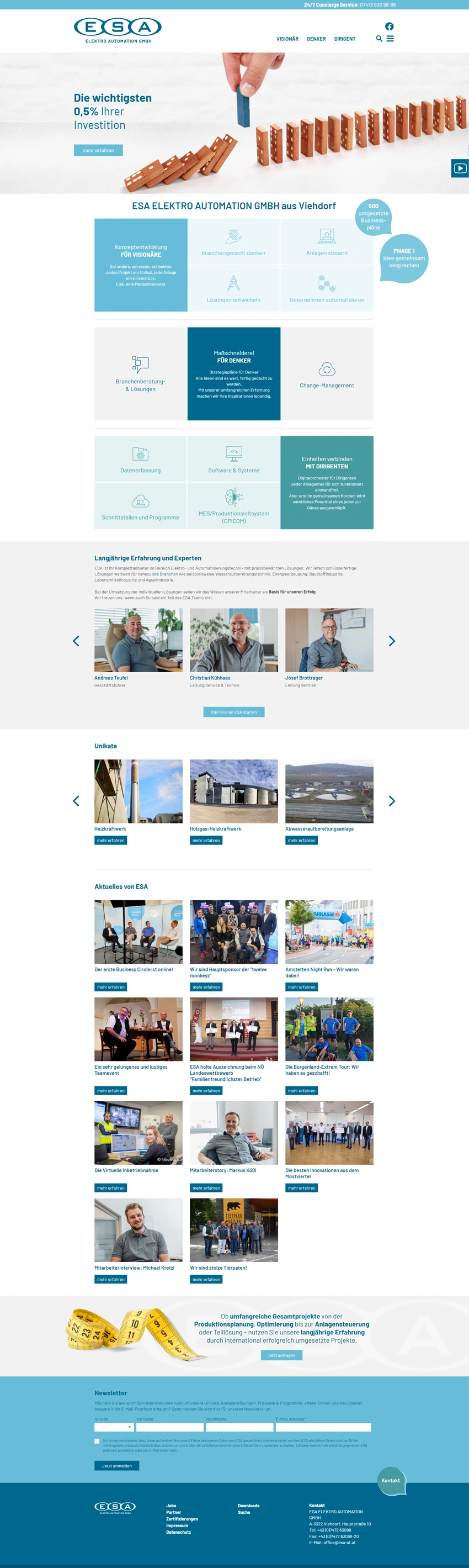 Desktop-Ansicht der Website