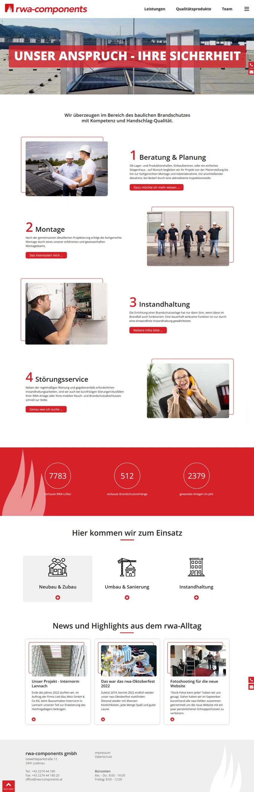 Desktop-Ansicht der Website