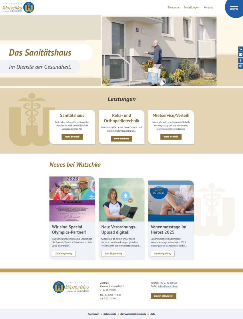 Screenshot der Desktopansicht einer Website