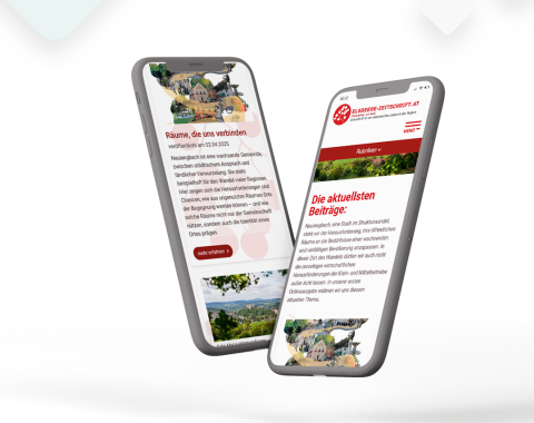 2 Smartphone-Ansichten der Website