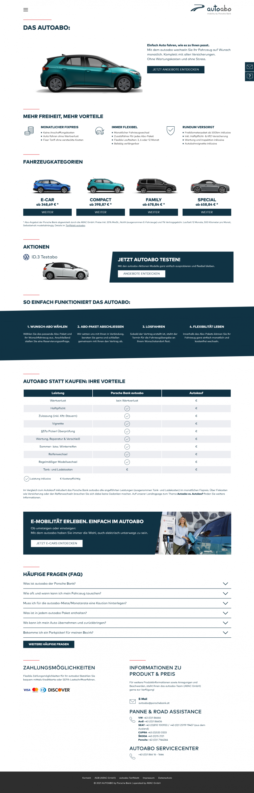 Screenshot der Website in der Desktopvariante zum Scrollen