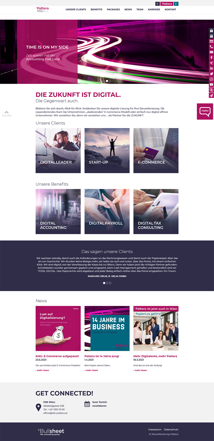 Desktop-Ansicht der Startseite