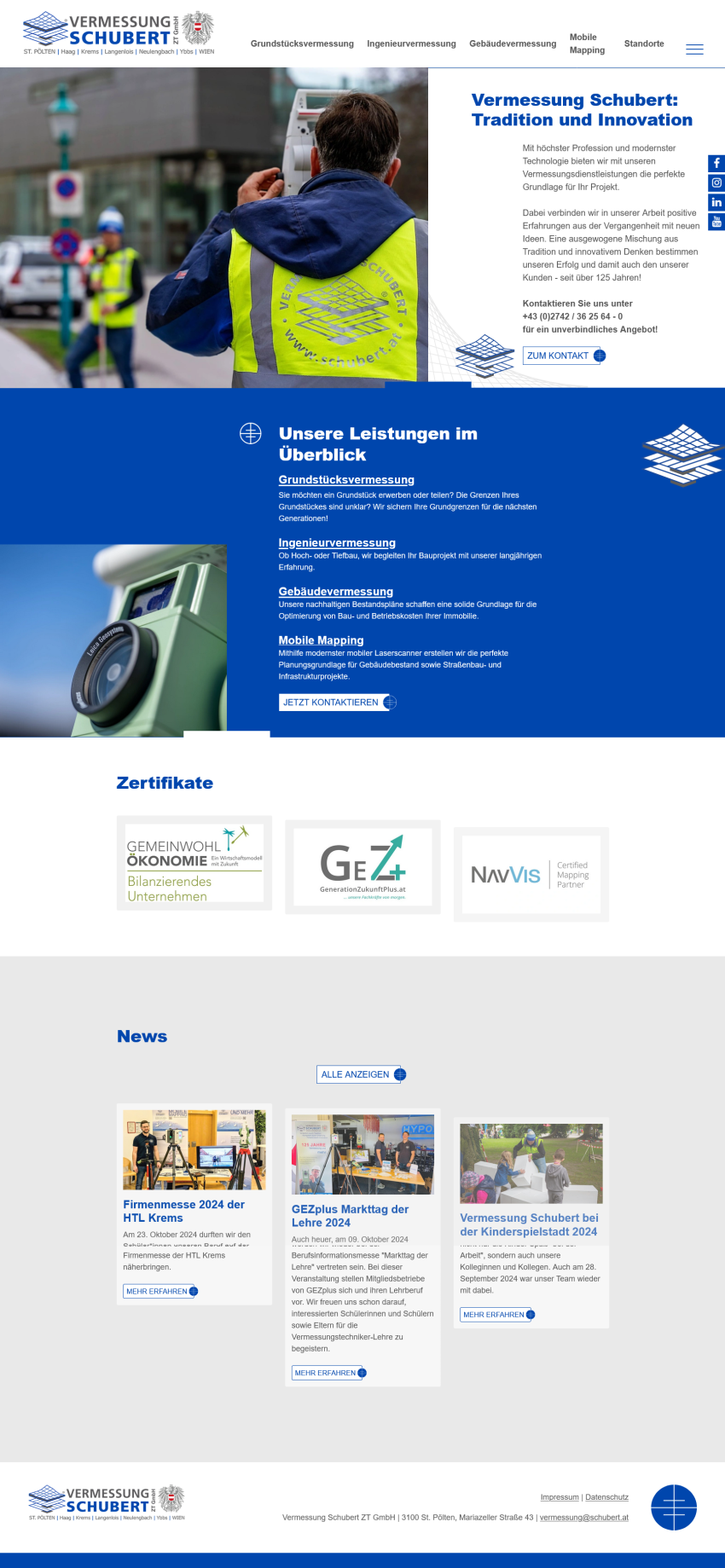 Desktop-Ansicht der Startseite