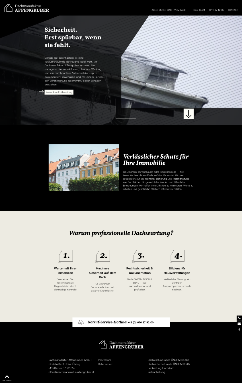 Desktop-Ansicht der Startseite