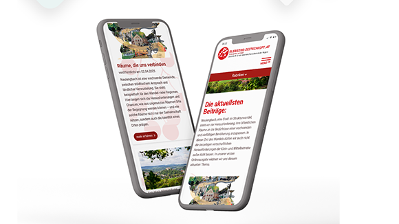2 Smartphone-Ansichten der Website