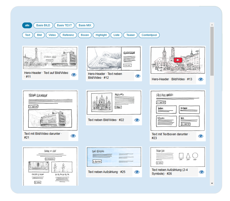 Screenshot des Q2E WOWsite Planers. Ein Tool zur Wireframe Gestaltung für Websites.