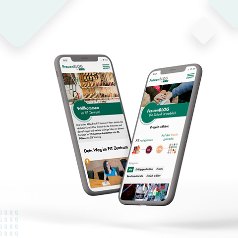 2 Smartphone-Ansichten der Website